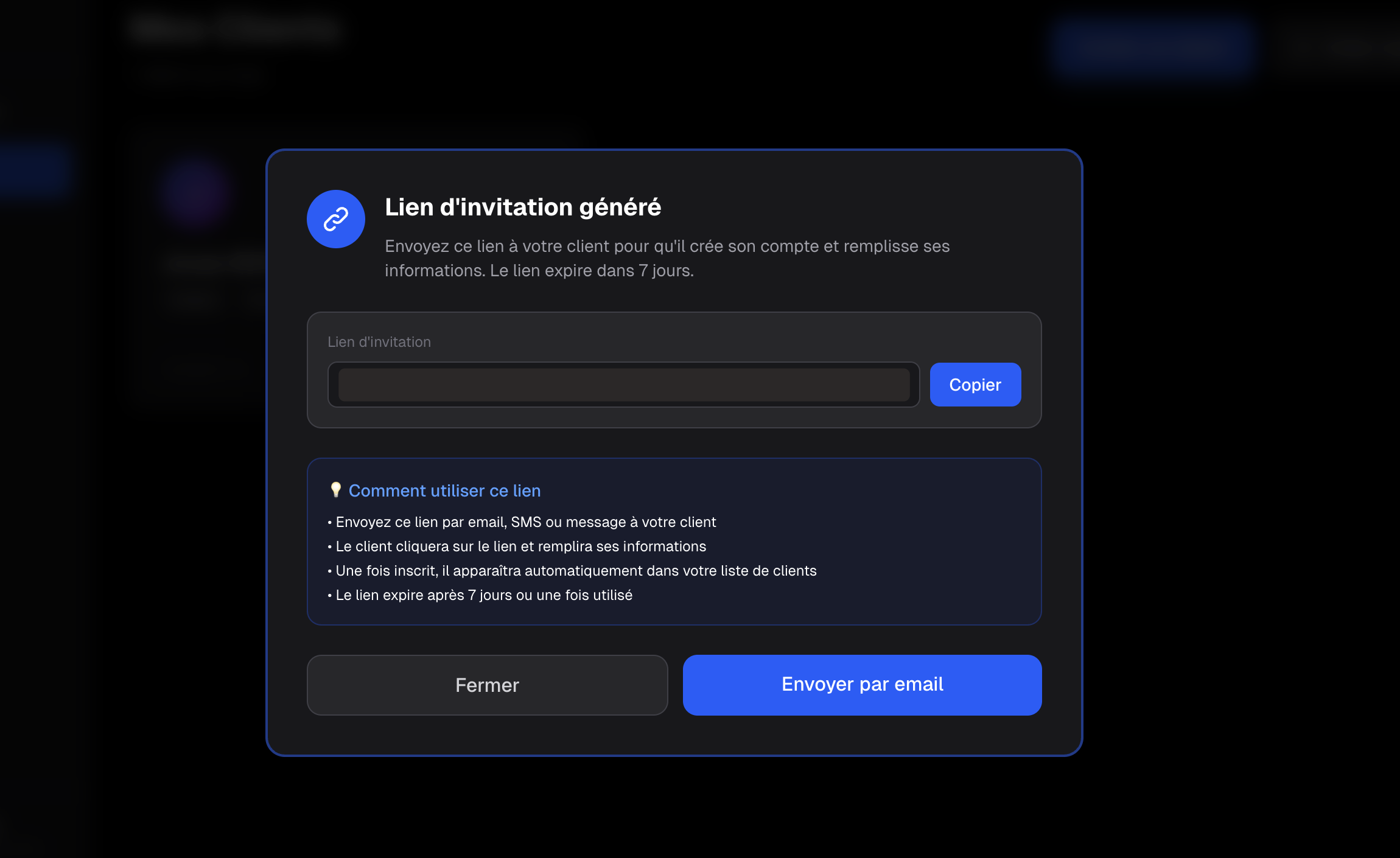 Le client remplit son profil